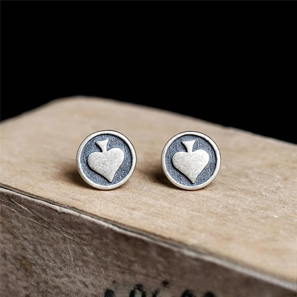 Personalized 925 Sterling Silver Earrings Men Women  Black Heart Stud Earrings