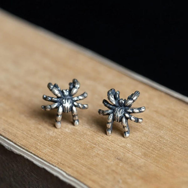 Punk Style 925 Sterling Silver spider Stud Earrings For Men and Women