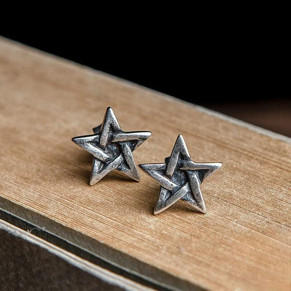 Vintage 925 Sterling Silver Creative Star Stud Earring Men Women