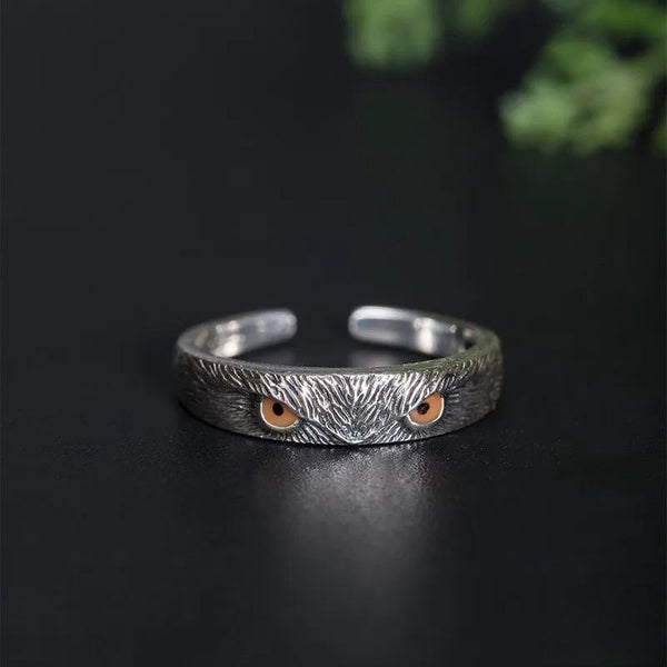 Vintage Punk 925 Sterling Silver Owl Adjustable Ring For Men Women