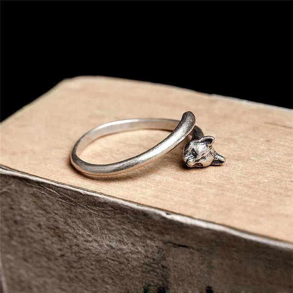 Gothic Style Vintage Real 925 Sterling Silver Cat Ring Women