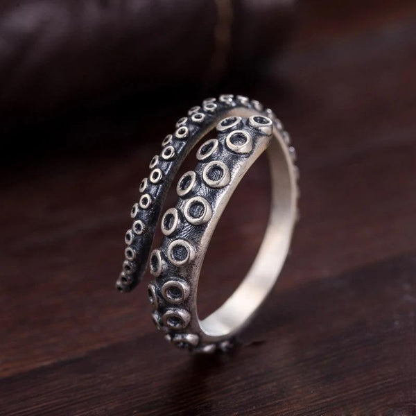 925 Sterling Silver Rings Gothic Deep Sea Squid Octopus Ring