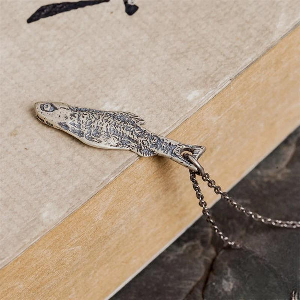 Ocean Style 100% 925 Sterling Silver Undead Salted Fish Pendant Necklace For Men Women