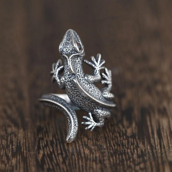 Vintage Unique 925 Sterling Silver Chameleon Lizard Ring