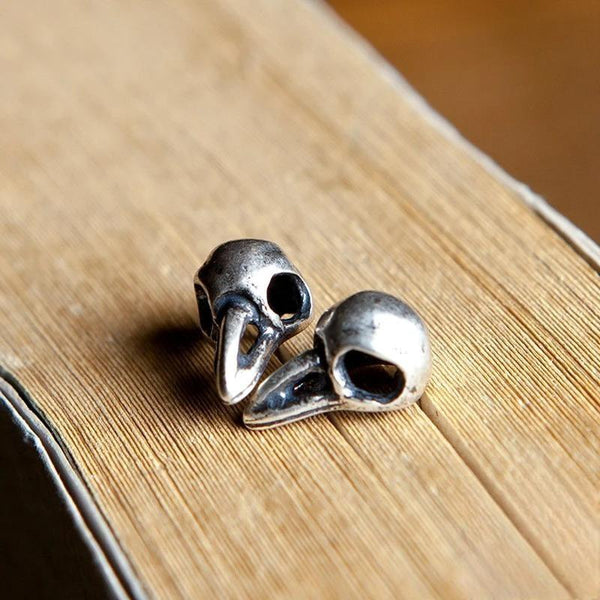 3D Gothic Style Earrings Retro witch Skull Crow Bird Stud Earrings