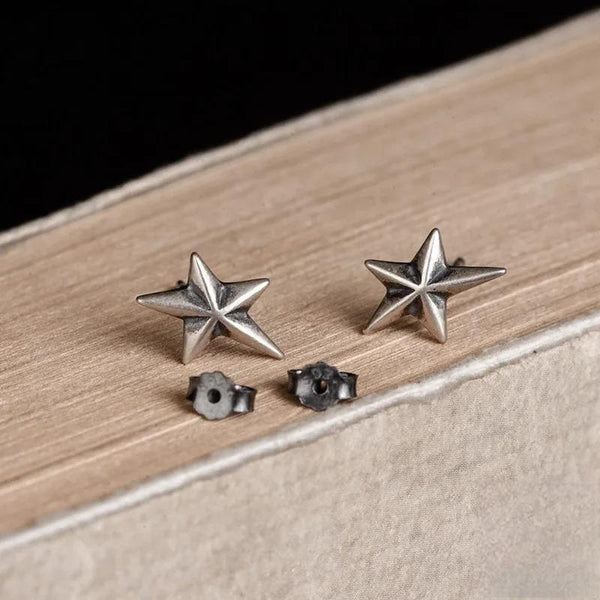 925 Sterling Silver Creative Retro Star Stud Earring Men Women