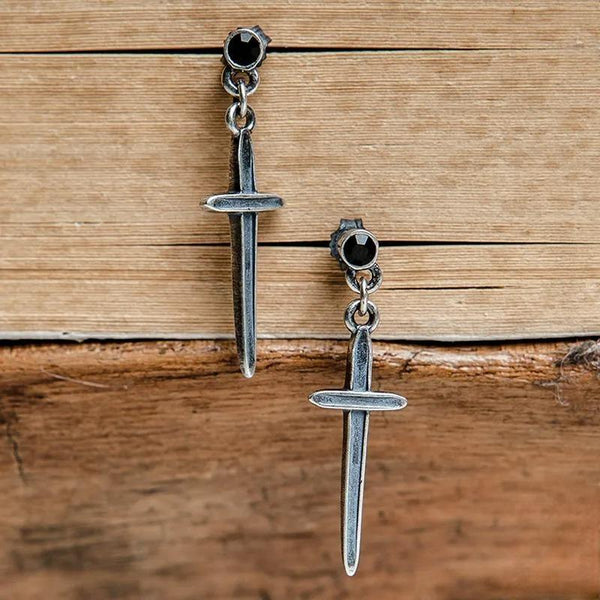 Gothic 100% 925 Sterling Silver Creative Retro Cross Drop Earrings