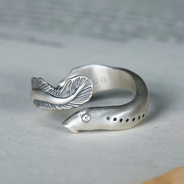 Vintage 925 Sterling Silver Eel Adjustable Ring For Men Women