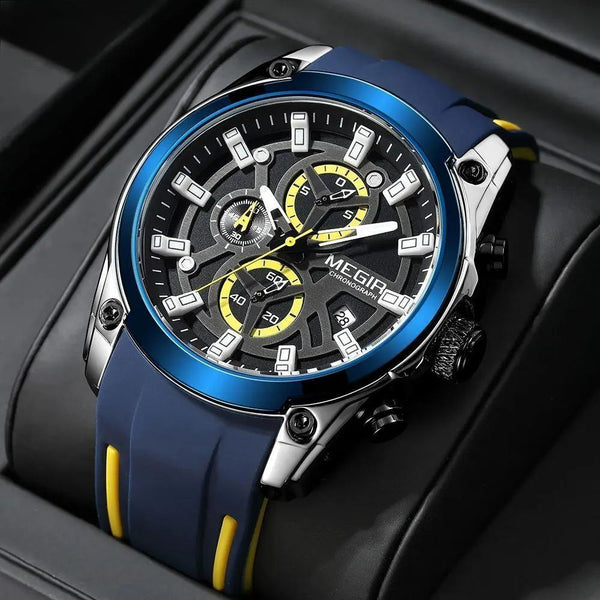 Men's Military Sport Watches Men Waterproof Fashion Blue Silicone Strap Wristwatch Man