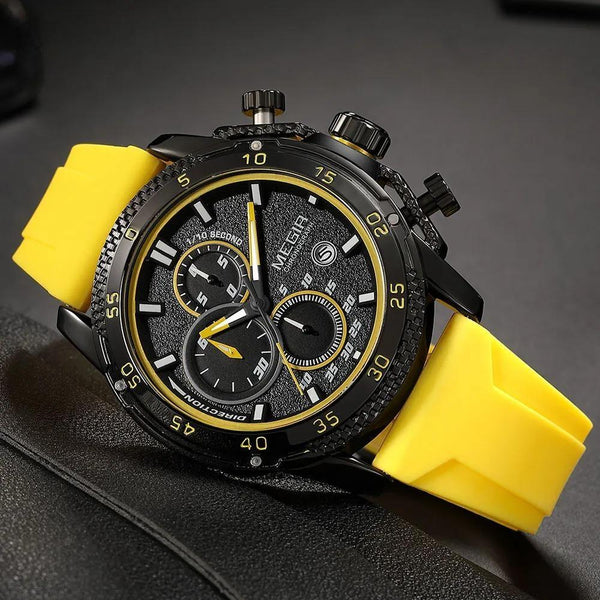 Watch for Men Fashion Silicone Strap Chronograph Quartz Wristwatches