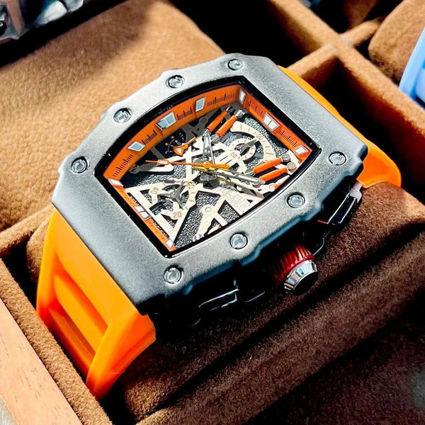 Military Sport Orange Silicone Strap Quartz Watch Men