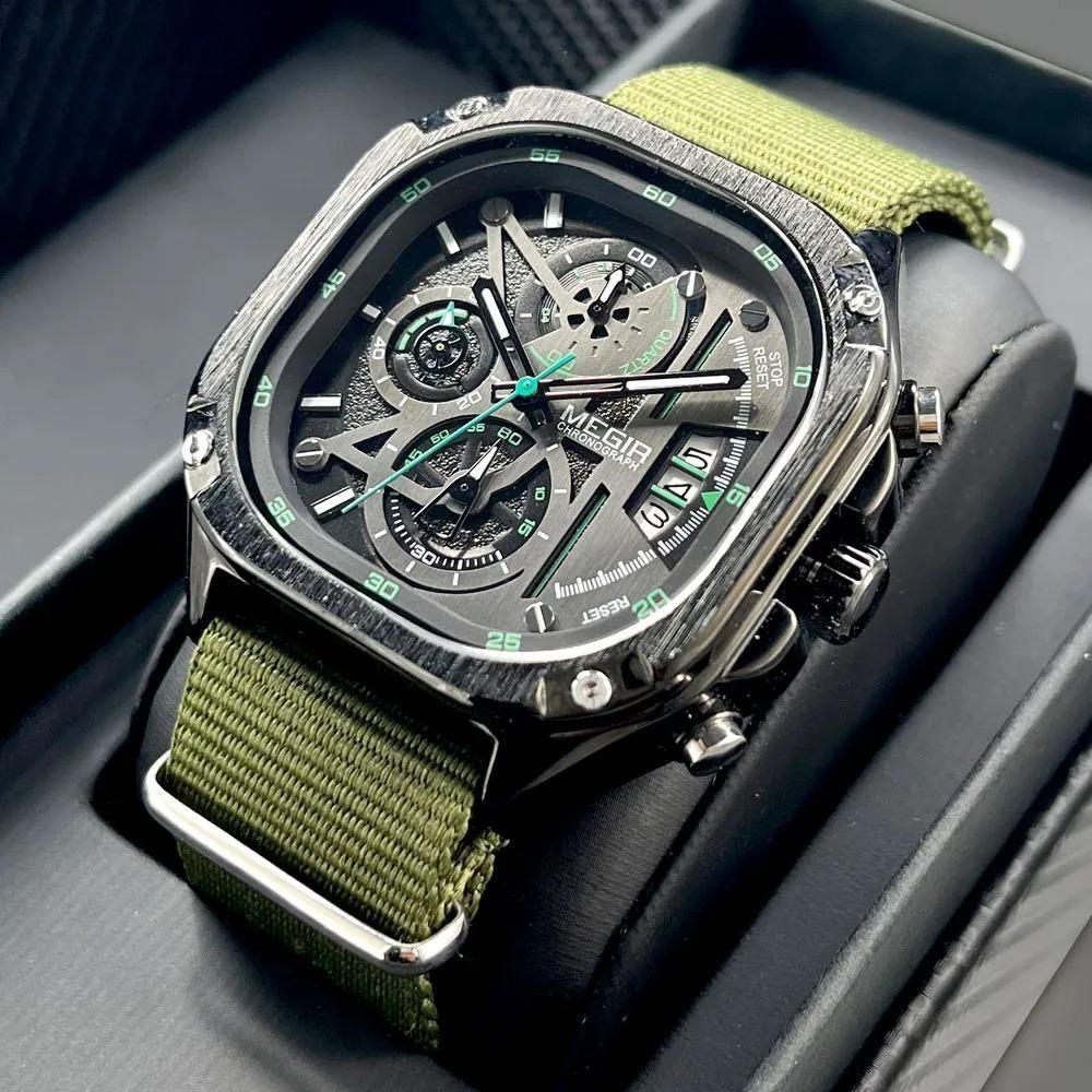 Black Quartz Watch Men Waterproof Square Dial Wristwatch