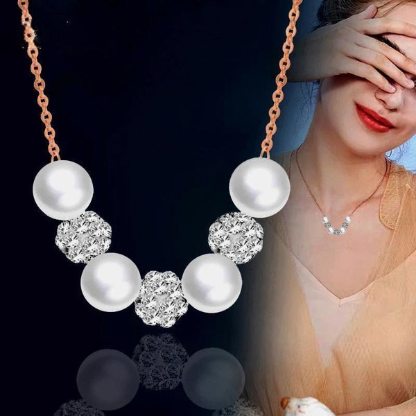 Crystal Ball Pearl Beads Choker Necklace For Women