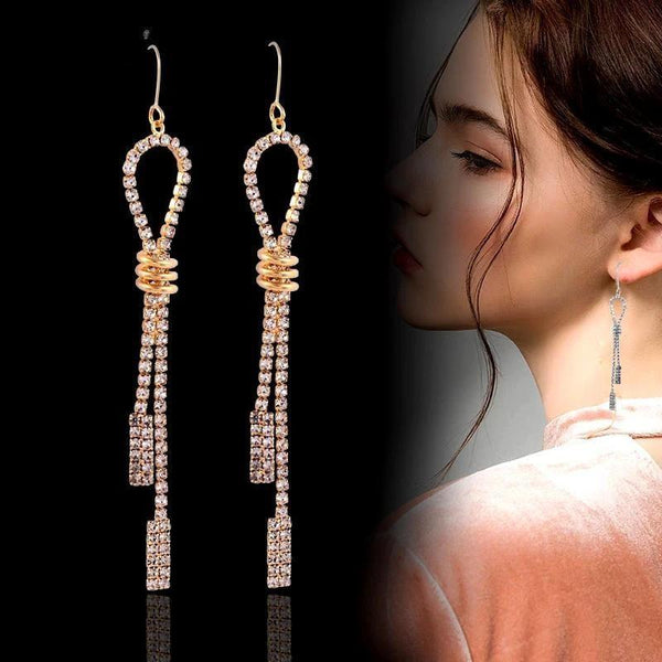 Crystal Women Earrings For Women Gold Silver Color Full Cubic Zirconia Long Drop Hook Earring