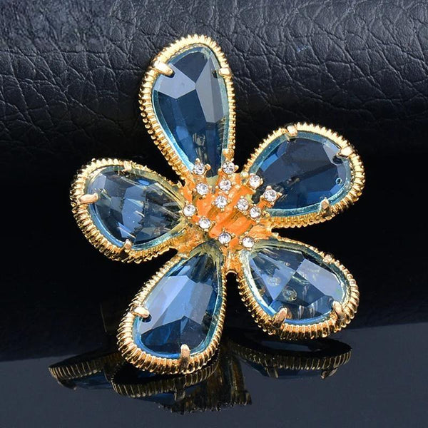 Korean Sweet Cubic Zirconia Glass Flower Brooch Pins For Women