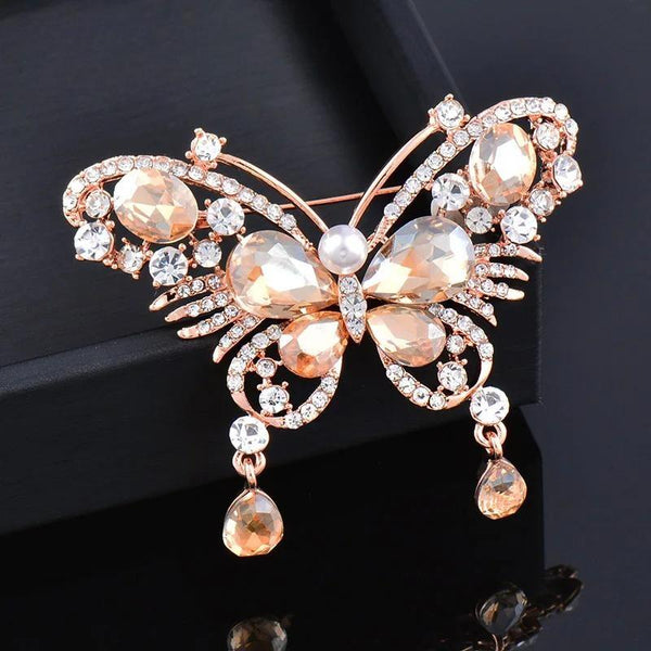 Luxurious Purple Champagne Cubic Zircon Animal Brooch Pin For Women