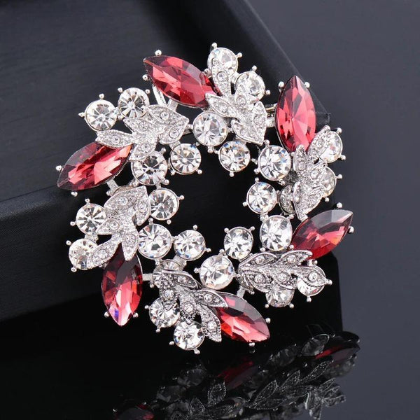 Luxurious Purple Cubic Zircon Flower Garland Brooches For Women