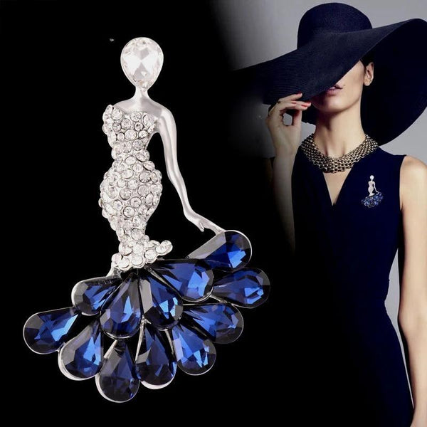 Chic Blue Cubic Zircon Brooch Elegnat Lady Brooch For Women