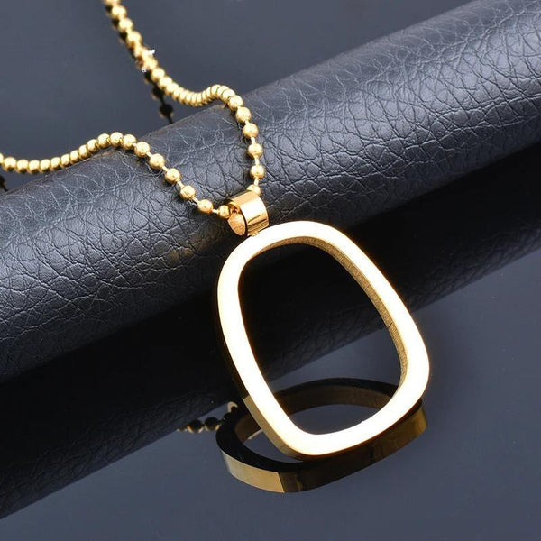 Stainless Steel Jewelry Minimalist Geometric Couple Gold Color Women's Pendant Long Necklace