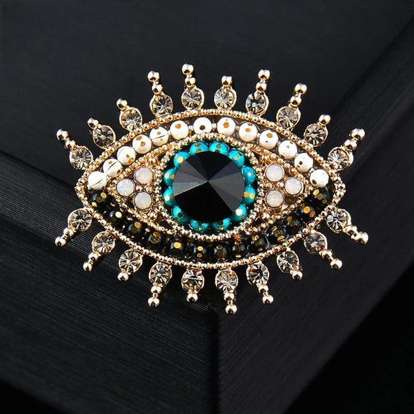 Solid Crystal evil eye Collar Buckle Brooches For Women