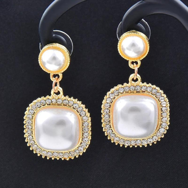 Square Cubic Zirconia Vintage Earrings Korean baroque pearl drop earrings