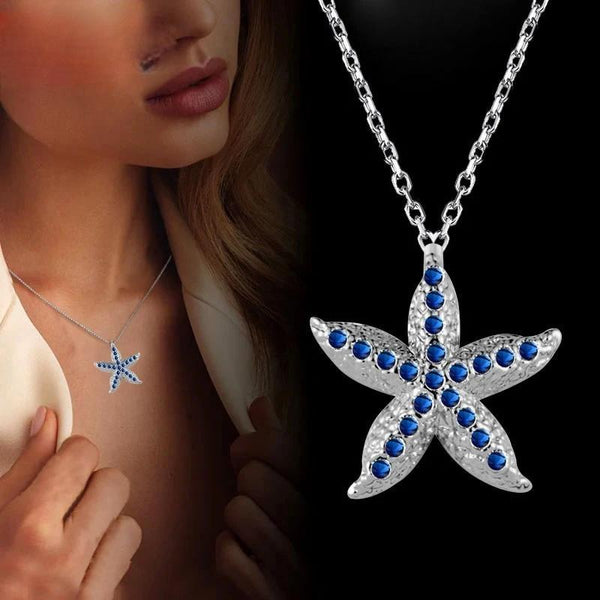 Trendy Starfish Stainless steel Pendant Necklace Silver Color Chain