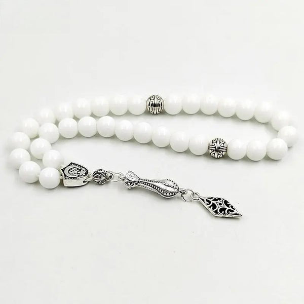 White Ceramic Muslim Misbaha Tasbih 33 45 51 66 99 100 Beads Bracelet