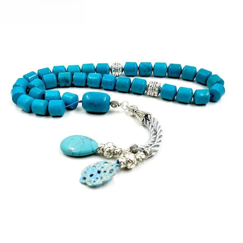 Tasbih Gemstone Natural Turquoise Muslim Prayer Beads Misbaha