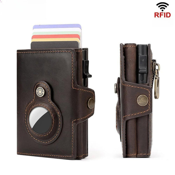 Anti-scan Magnet Credit Card Holder Wallet Genuine Leather Automatic Pop Out Aluminum Smart Wallets