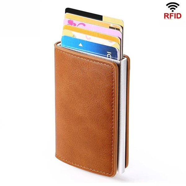 Business Wallet for Credit Card RFID Blocking Automatic Men Pop Up Wallets