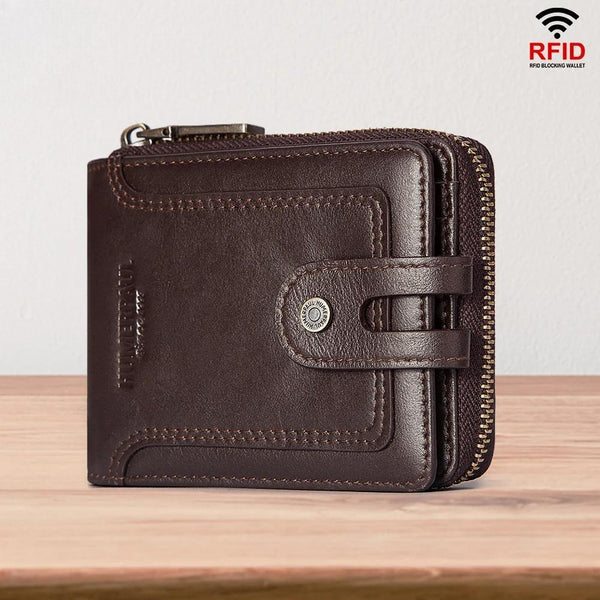 Classic Style Wallets for Men Short Genuine Leather Male Coin Pocket Multi Function RFID Credit Card Holder