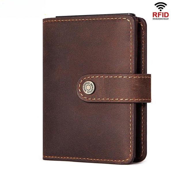 Crazy Horse Leather Card Holder Short Mini Wallets for Men