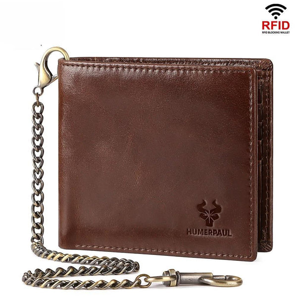 Genuine Leather Men Wallet Business Short Purse RFID Protect Credit Card Holder Clutch for Women