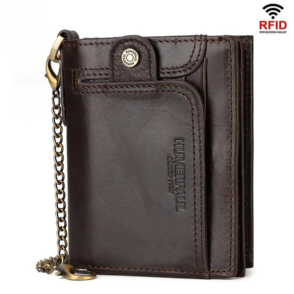 Genuine Leather Men's Wallet Short Multi Function ID Credit Card Holder