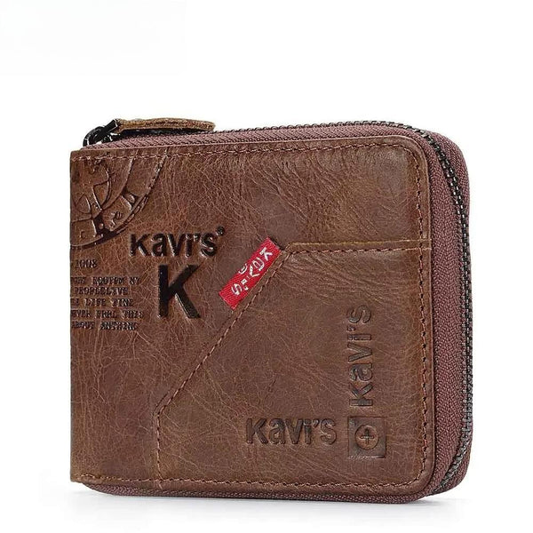 Genuine Leather Men's Wallet Vintage Business Mini Short Purse Rfid Blocking Card Holder for Women