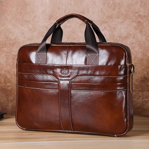 Leather Laptop Bag, Top Layer Leather 15" Laptop Bag