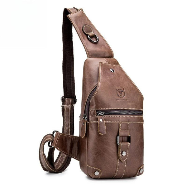 Retro Chest Bag For Men Men's Scratch-Resistant Cowhide Chest Bag Men's Casual Diagonal Chest Bag