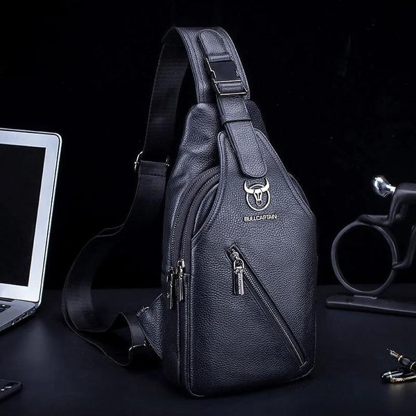 Men's Leather Chest Bag Multi-Function Travel Storage Bag Men's Messenger Bag