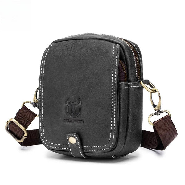 Casual Men's Messenger Shoulder bags Premium YKK smooth zipper pocket leather shoulder bag for men