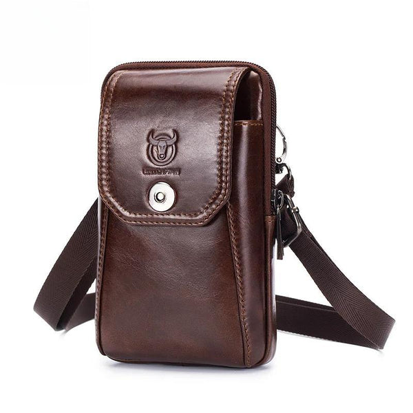 Genuine Leather Men's Waist Packs Phone Pouch Bags Waist Bag