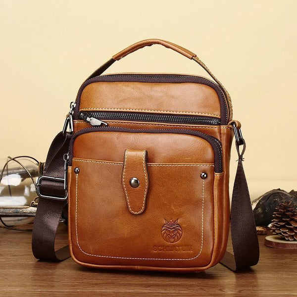 Brand Leather Men Crossbody Shoulder Bag Large Capacity