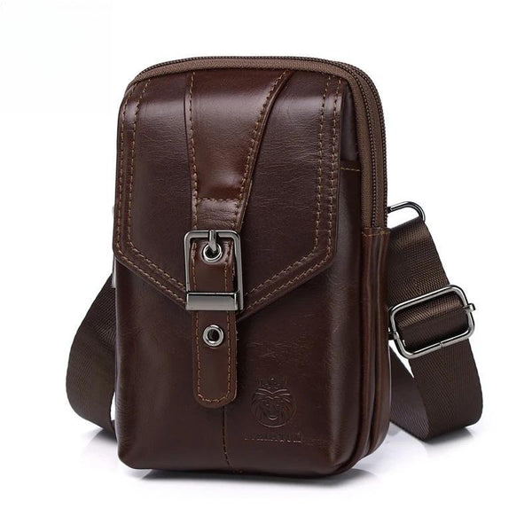 Genuine Leather Waist Bag Casual Vintage Multifunctional Travel Cell Phone Pouch Bag