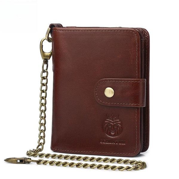 Men Leather Wallet Vintage Zipper RFID High Quality Brand Male Purse Multifunctional Storage Bag