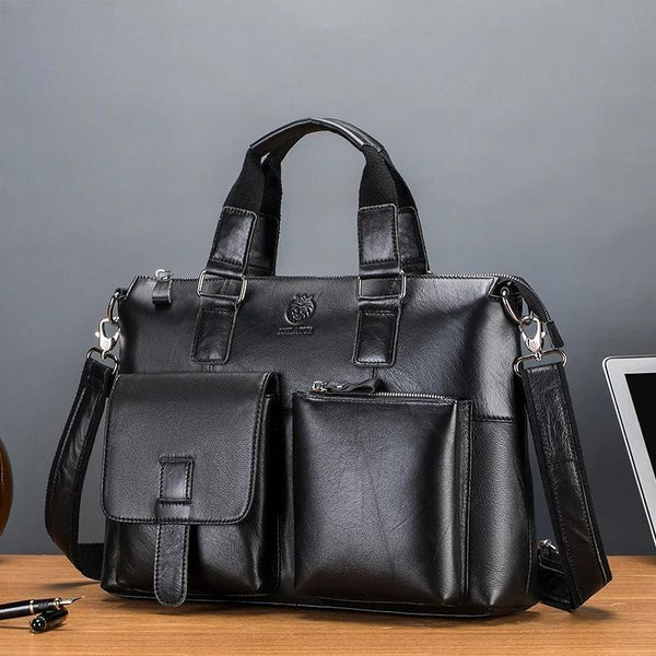 Genuine Leather Briefcase Bag For 15.6 Inch Laptop Computer Bag Cowskin Handbag For Men