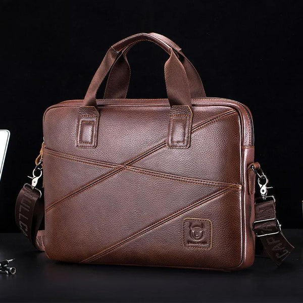 Men's Leather Briefcase With Large Capacity Multifunctional Handbag Business Bag