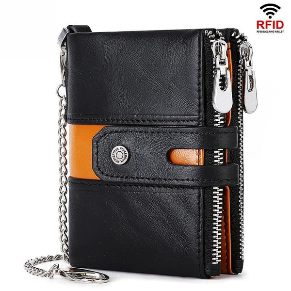 Genuine Leather Men's Wallet Fashion Quality Travel Purse Rfid Protect Credit Card Holder