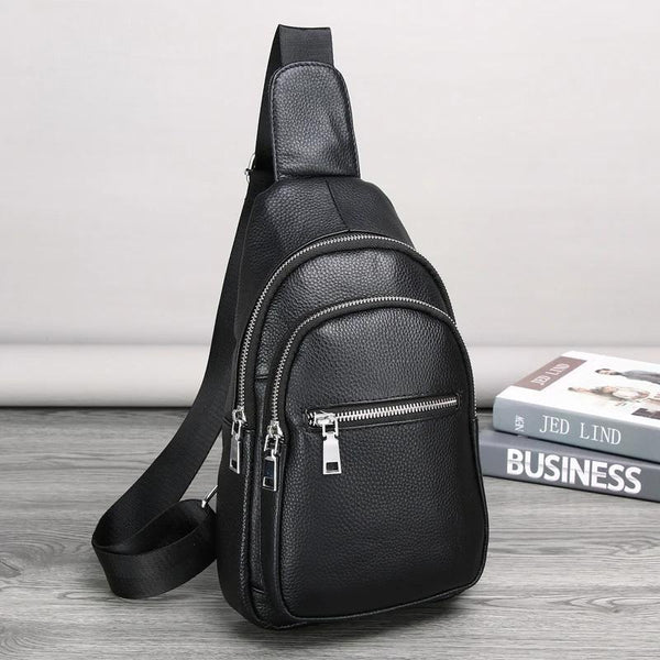 Genuine Leather chest bag For Men Casual Fashion Crossbody Chest Bag