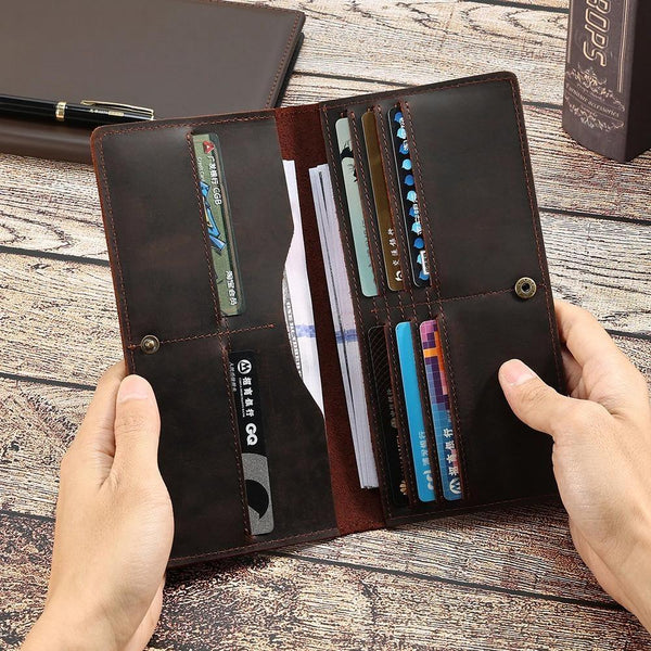 Genuine Leather Wallet Men Leather Long Wallet Clutch Bag