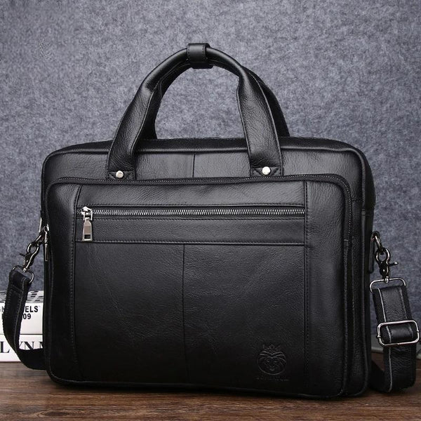 Genuine Leather Bussiness Briefcases Black for Men luxury handbags Laptop Briefcase Bags