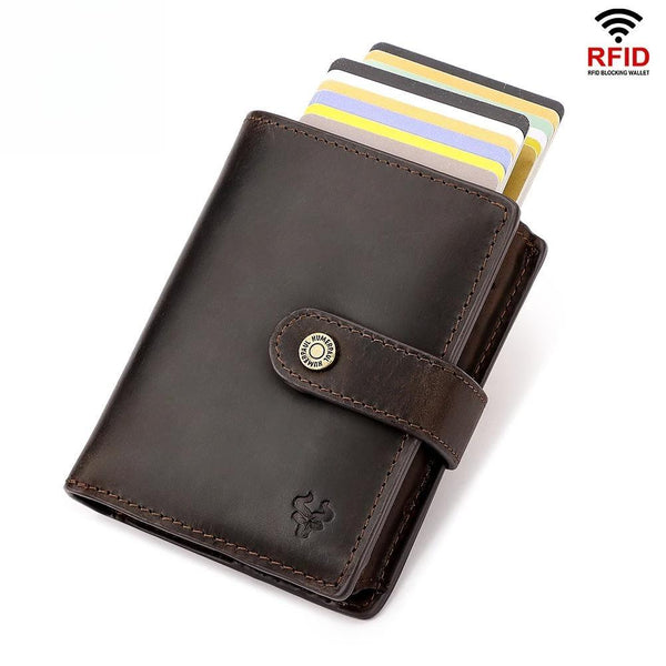 Genuine Leather Wallet for Men Double Aluminium Credit Card Holder